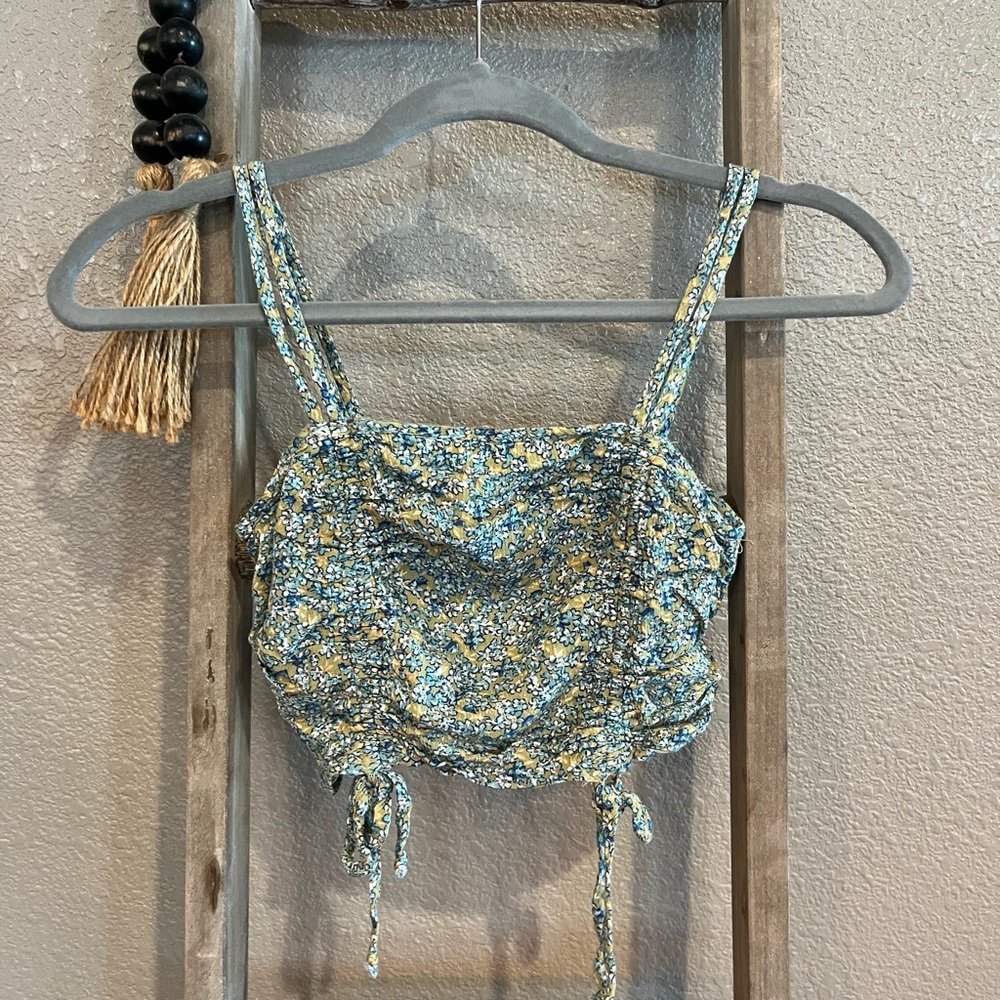 Liberty Love blue and green flower crop top